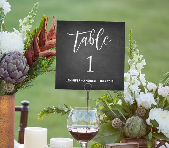 Chalkboard Table Number Card Printable Seating Table Card