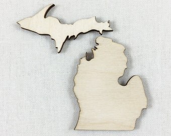 Michigan, Unfinished Wood Michigan Laser Cut Shape, DIY Craft Supply, Many Size Options