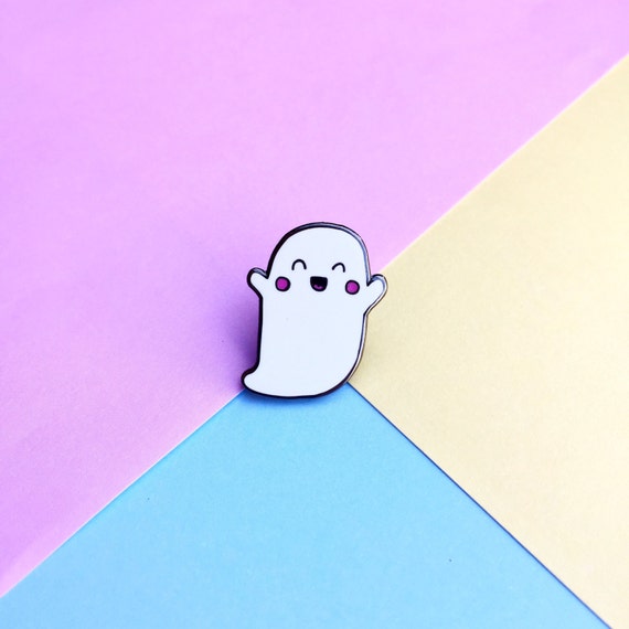 Ghosty Enamel Lapel Pin Cute kawaii pin hat by NutmegandArlo