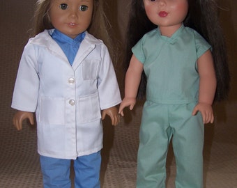 18 Inch Doll Clothes: Lab Coat and Scrubs for American Girl