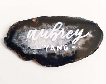 Geode Agate Place Cards 2"-3.5" | Personalized with Handwrtitten Calligraphy for Weddings, Birthdays, Gifts | Escort Cards