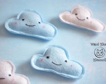 Catnip toy Felt cat toys Eco friendly organic catnip soft cat toy Kawaii cloud pet toys Cat gift Vegan cat toy Handmade charity kitty toy