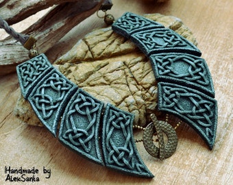 Green necklace Celtic necklace Polymer clay necklace Bib necklace Polymer clay jewelry for women Elven necklace Statement necklace