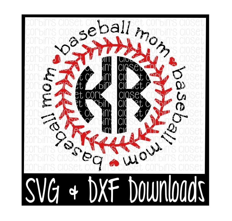 Download Baseball Mom SVG Baseball Mom Circle Monogram Cut File DXF