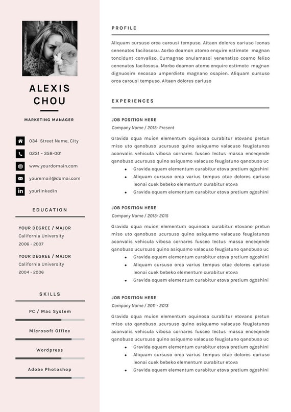 Professional Resume / CV Template for Word US Letter and A4