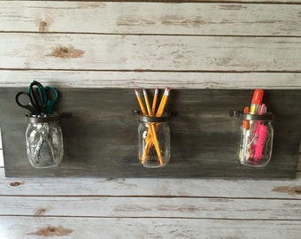 Mason Jar Wall Decor| Rustic, Farmhouse, Mason Jar decor, Perfect for storage or floral! Mason jar scones, Real wood, Weathered Grey