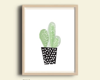 Tropical print, tropical decor, tropical printable art, tropical digital art, tropical plant print, potted Cactus print, Cactus, nature art