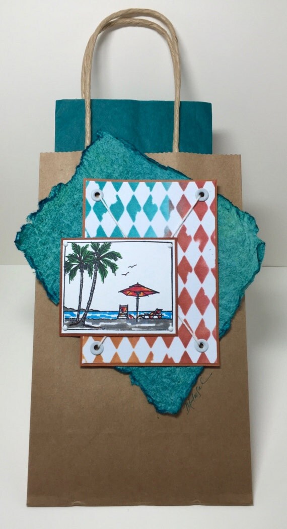 Beach Gift Bag Ocean Beach Scene Seaside Handmade