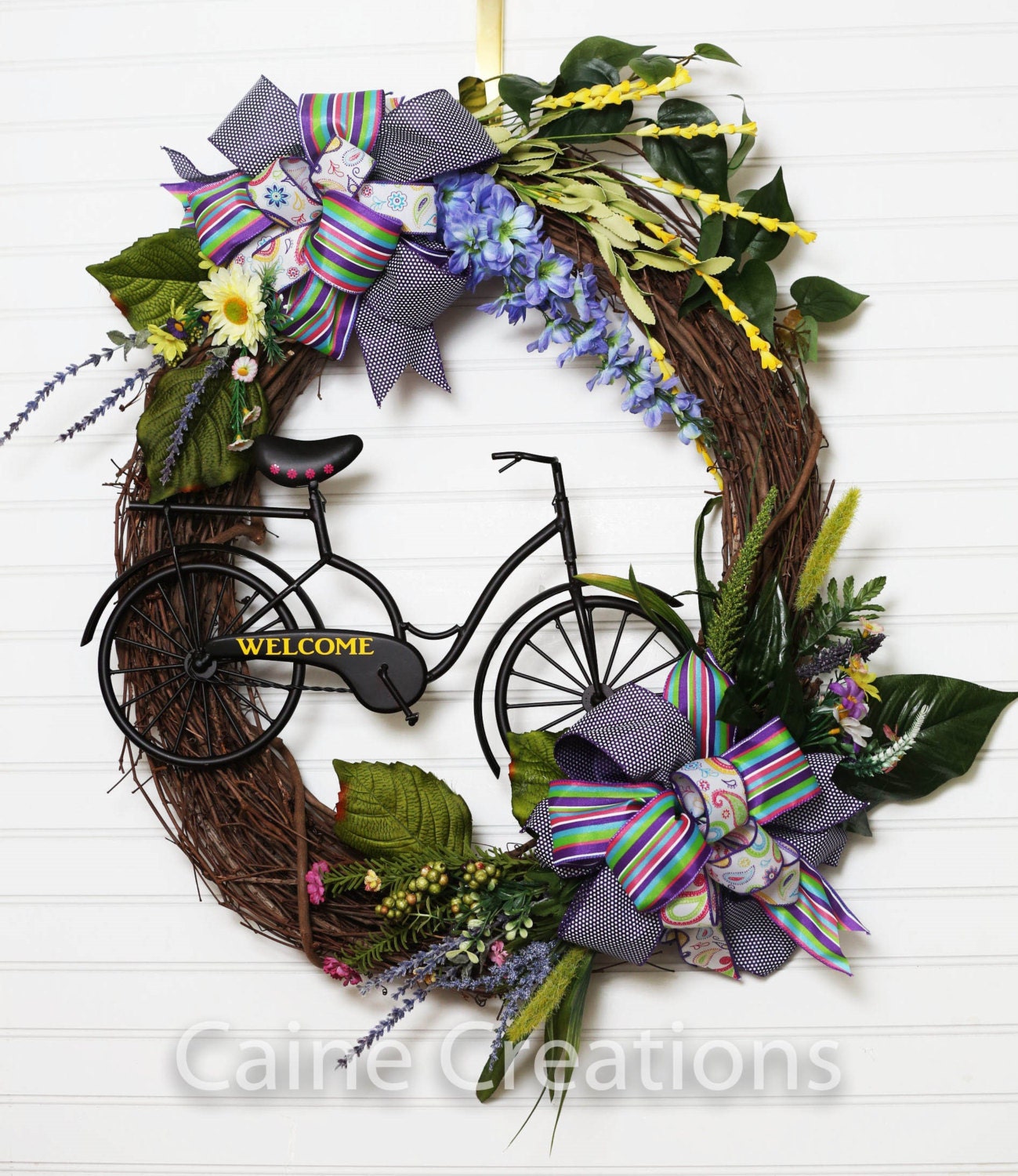 Bicycle Wreath by CaineCreations on Etsy