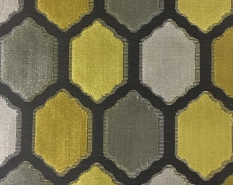 Upholstery Fabric - Seymour - Curry - Honeycomb Cut Velvet Home Decor Upholstery & Drapery Fabric by the Yard - Available in 13 Colors