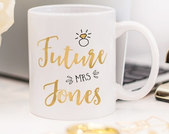 Engagement mug, customized engagement gift