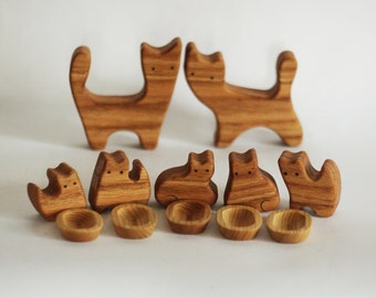 wooden toy cat