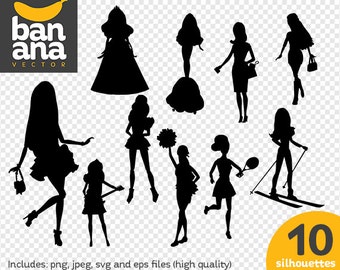 SALE Barbie 2 Silhouettes png jpg svg eps files high resolution BV-FA-0005