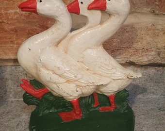 Vintage Cast Iron 3 Geese Doorstop