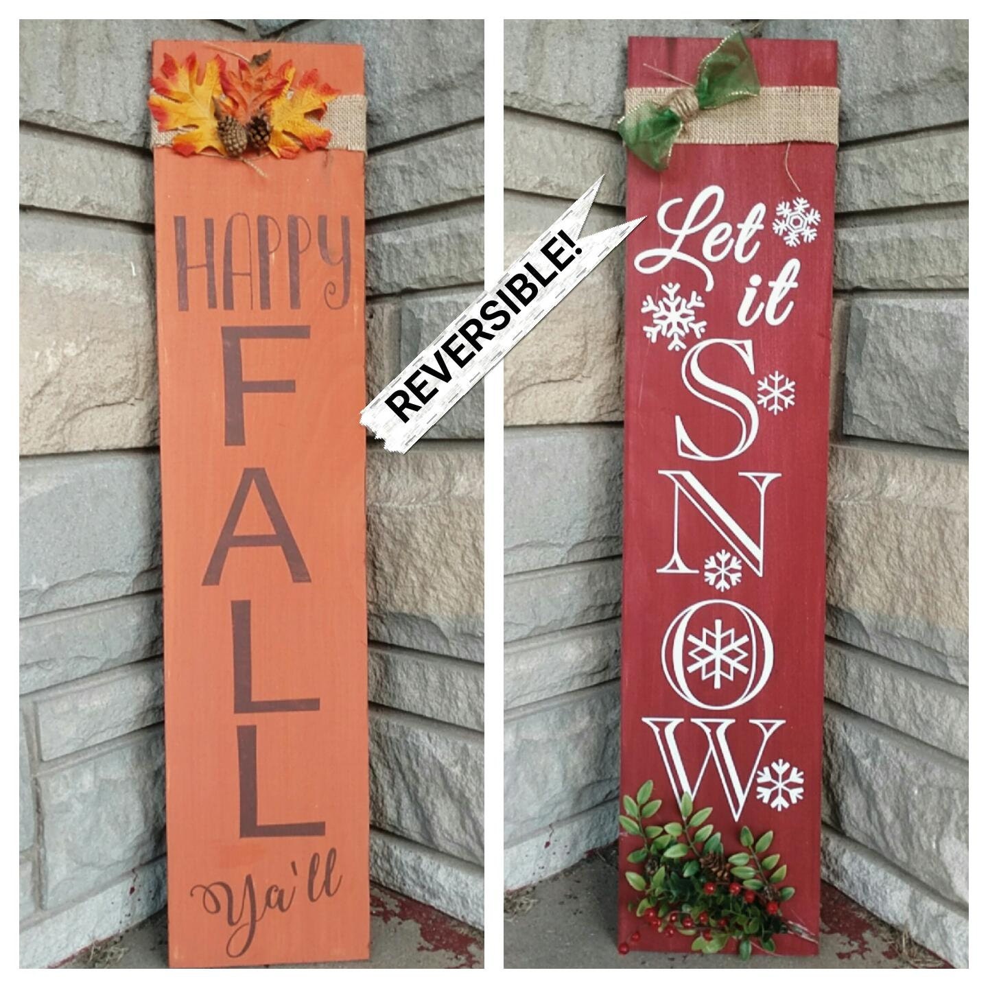 Holiday Porch Sign Fall/Winter Reversible by MyBoardBoutique