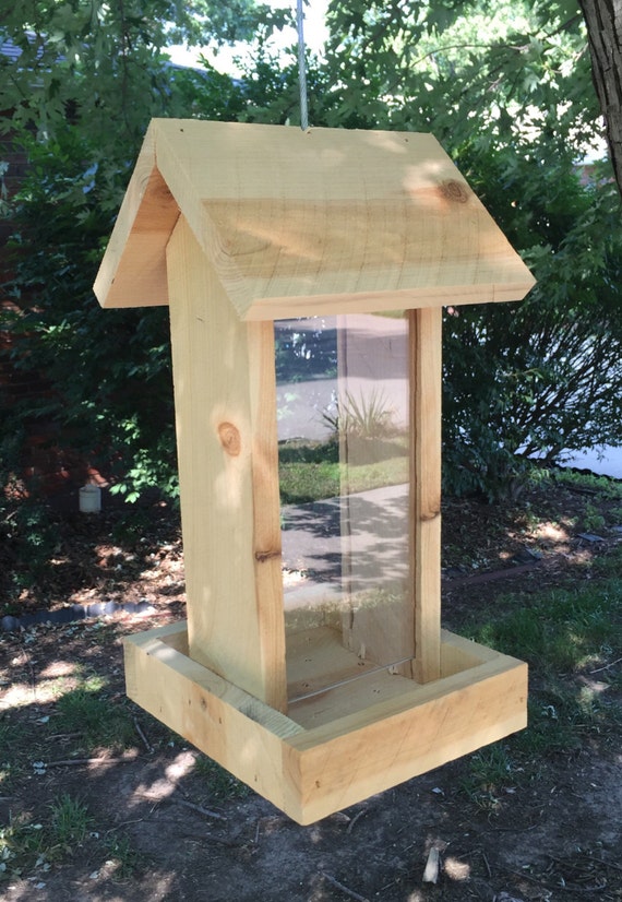 Cedar Bird Feeder Hanging Bird Feeder Handmade Solid Cedar