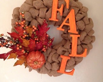 Items Similar To Fall Leaves And Burlap Wreath On Etsy