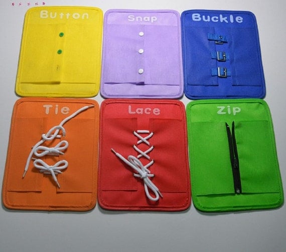 / Montessori Set Learn to Dress Boards Zip Snap