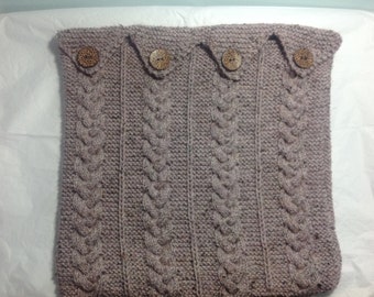 Items similar to Cream hand knitted cushion cover with platt cable pattern an...