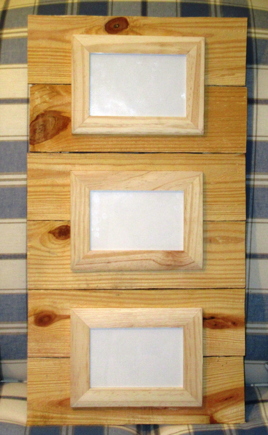 Triple Reclaimed Wood unfinished Frame holds three 4X6 photos