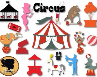 Circus Silhouette Svg - Circus design - Carnival Svg - Circus svg-(zipped .eps .pdf .dxf .svg and .studio file) vector cutting files
