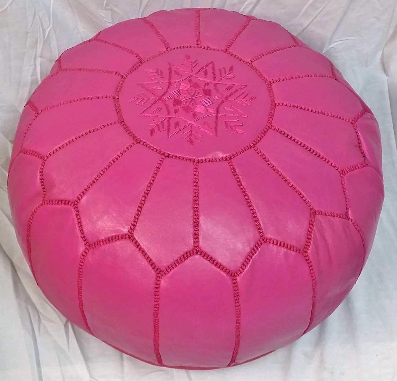 SALE STUFFED Moroccan Leather pouf ottoman with top