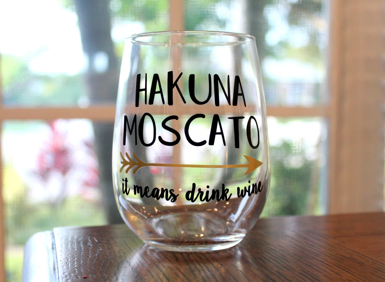 Hakuna Moscato It Means Drink Wine Stemless by PortsideCreative