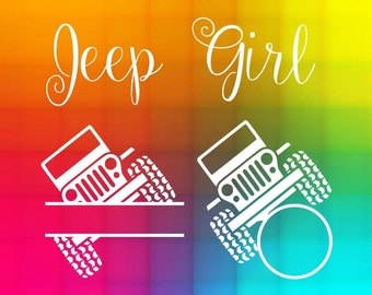 Jeep girl monogram SVG DXF Eps split and circle frames Cut File for Silhouette studio and Cricut design space machines, instant download
