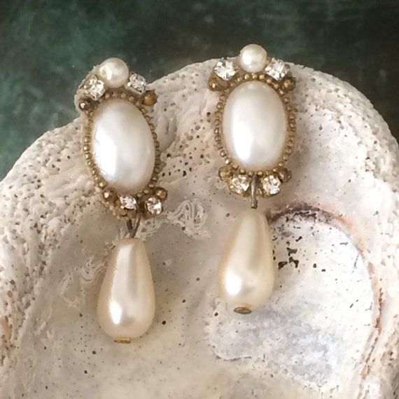 Pearl Drop Earrings Bridal Earrings Wedding Jewelry Vintage