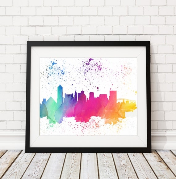 Items similar to Memphis Skyline Watercolor Print - Cityscape Print ...