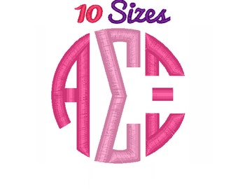 Greek Circle Monogram Embroidery Font Machine Embroidery Fonts File Pack Set 10 Sizes Digital Embroidery Design