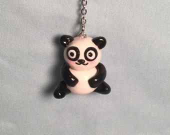 Items similar to Polymer Clay Red Heart Panda Necklace on Etsy