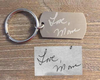 Handwritten Keychain, Mom's Handwriting, Personalized Keychain, Handwritten Keychain, Custom Keychain, Handwritten Gift, Actual Handwritng