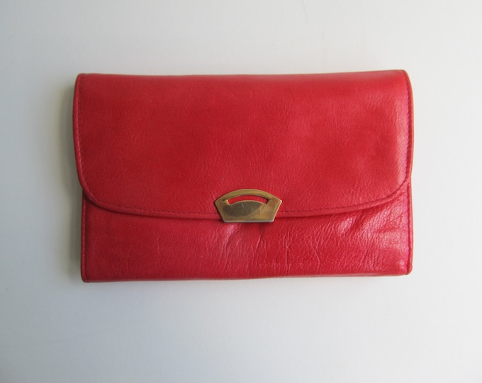 Italian Red Leather wallet, ladies mens unisex purse, travel document holder organiser