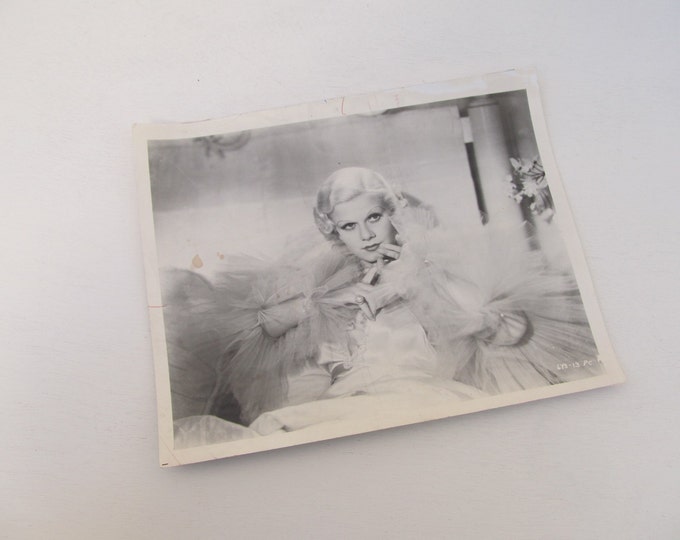 Vintage photo Jean Harlow, original film noir pressprint, silver screen actress portrait image, print to frame, vintage home decor