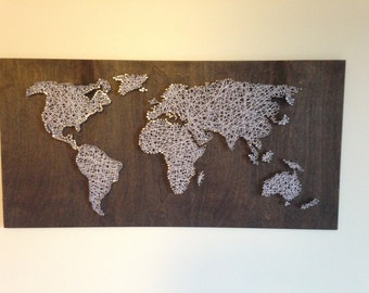 items similar to nail wall art world map bold and beautiful palette on