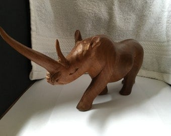 WOOD RHINOCEROS CARVING