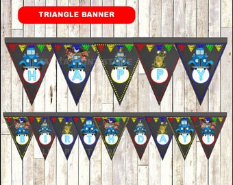 Little Blue Truck Chalkboard Triangle Banner, printable Little Blue Truck Banner, Little Blue Truck triangle Banner - Instant download