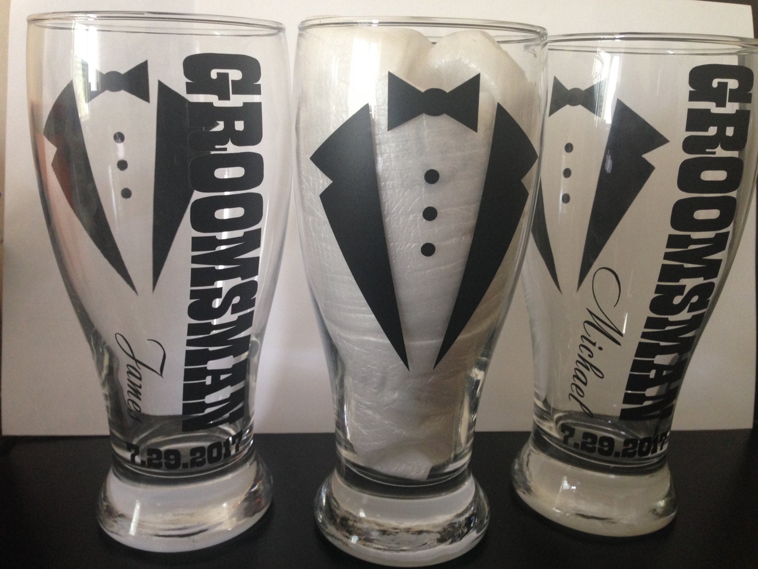 Personalized Groomsman Beer Glasses 6 Groomsman Gift Best