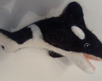 Needle felted Orca, killer whale, killer whale from felt, black and white, decoration, seafood, sea, needle felted, felt animal,.