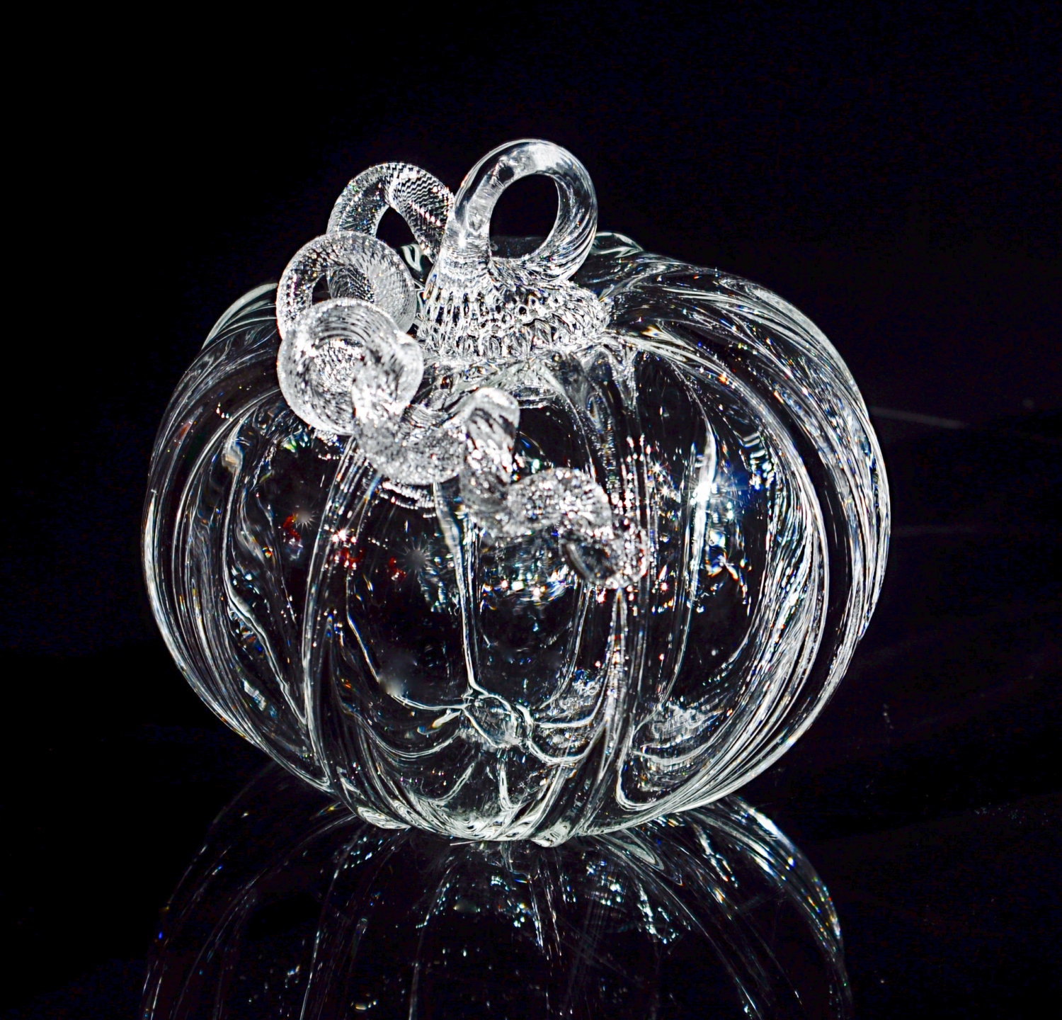 Crystal Clear Glass Pumpkin-Handmade in Corning NY Steuben