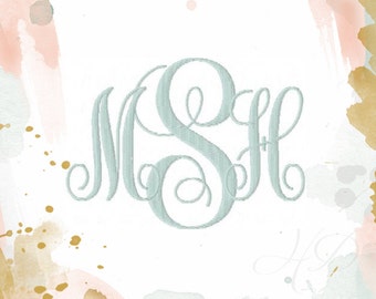 Embroidery Design 2" and 3" inch Embroidery Fill Flat Stitch Classic Interlocking Monogram Embroidery Font 4x4 Hoop BX instant download