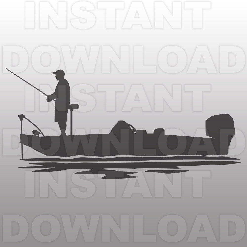 Download Bass Boat SVG File Bass Fishing SVG File Fisherman SVG