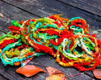 Handspun Art Yarn- Heriloom Tomatoes- Signature Jazztutle TextureSpun Artisan Yarn