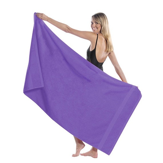 Oversized Personalized Purple Beach Towel by SomethingYouGifts