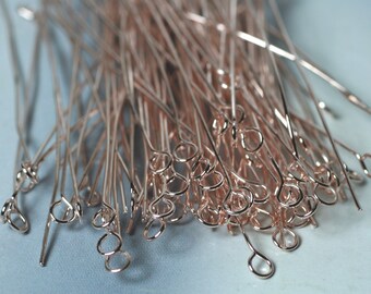 Rose gold tone eyepin eye pin 23g thick 50mm/2" long, 100 pcs (item ID YWHC00090RG)