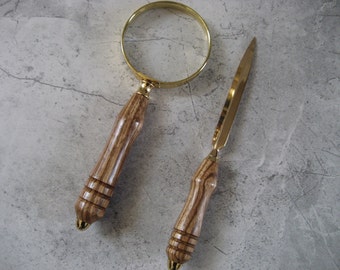 Magnifying Glass and Letter Opener Set (African Zebrawood)
