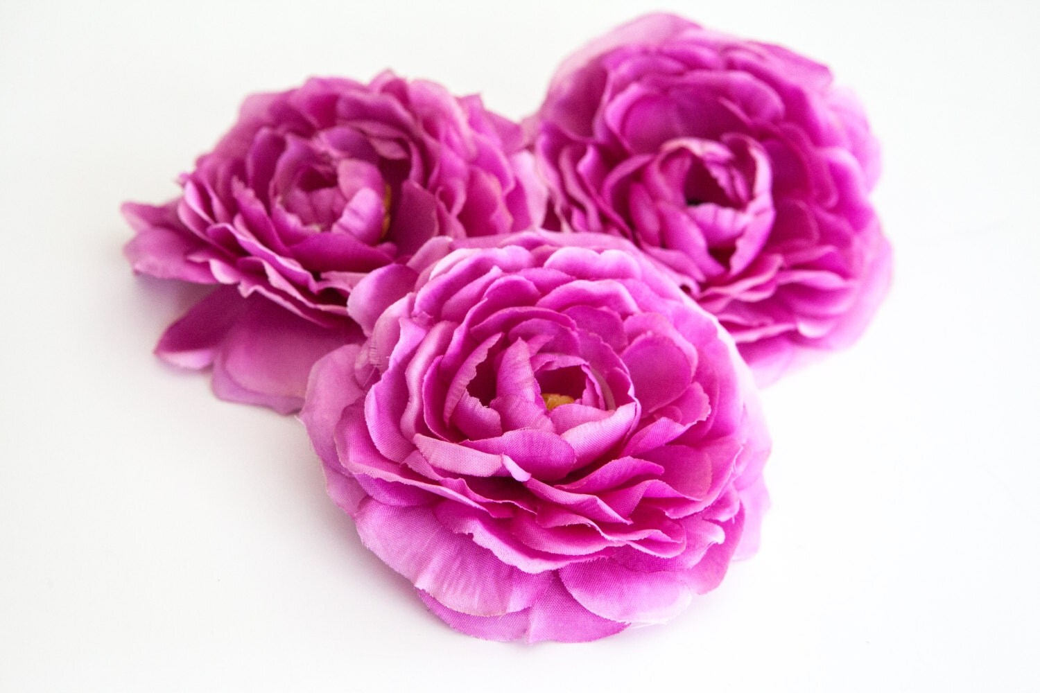 set of 3 Ranunculus in Mulberry Silk Artificial Flowers