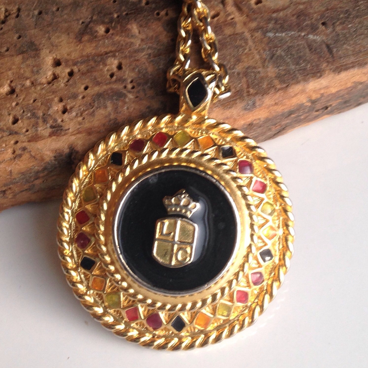 Vintage Necklace Liz Claiborne Necklace Enamel Necklace