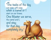Camel Prayer - 6" Square Fabric Art Panel